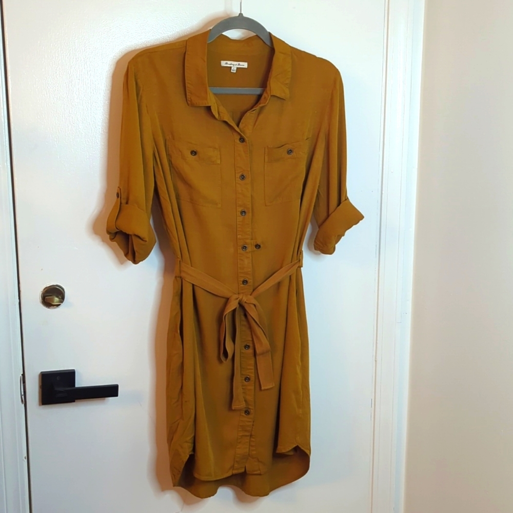 Yellow Rayon shirt dress Broadway & Broome L